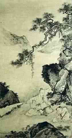 松溪论画图 明 仇英(1482～1559)