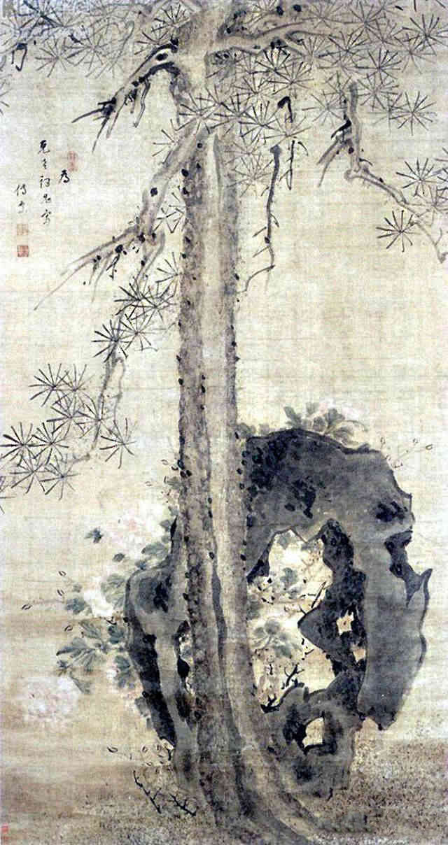 松石牡丹图 清 八大山人(1626～1705)