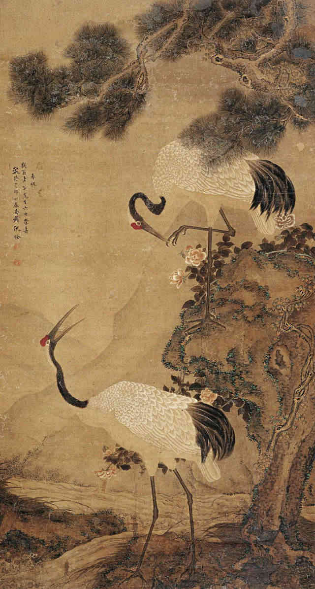 松鹤延年 清 沈铨(1682-1760)
